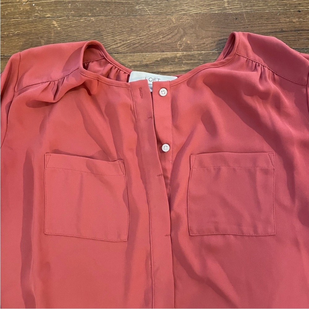 Loft Button Down Button Up Long Sleeve Blouse - Picture 3 of 4